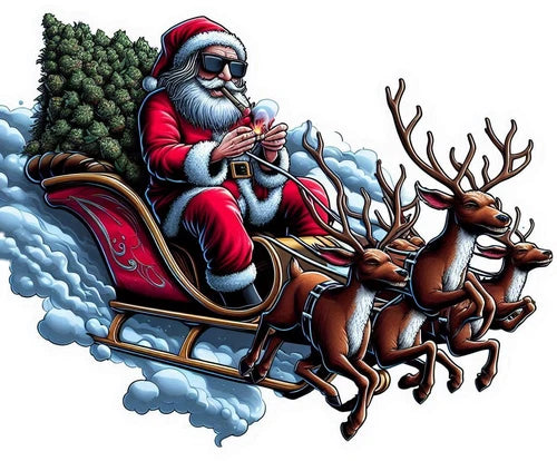 Santa Claus is coming to bring you weed waterproof vinyl sticker - several sizes