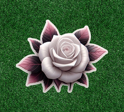 Beautiful white rose 100% waterproof vinyl sticker decal - many sizes available