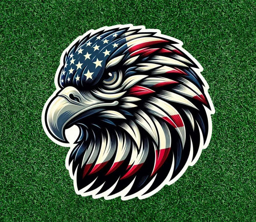 Eagle with USA flag feathers 100% waterproof vinyl sticker decal - many sizes