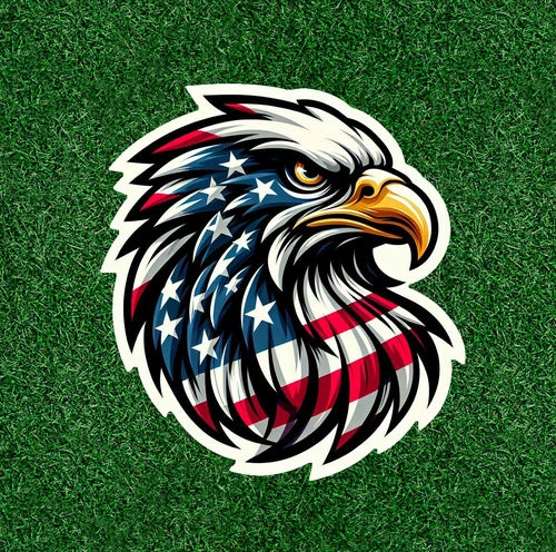 Eagle with USA flag feathers 100% waterproof vinyl sticker decal - many sizes