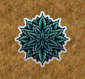 Cannabis inspired mandala design waterproof vinyl sticker decal - several sizes